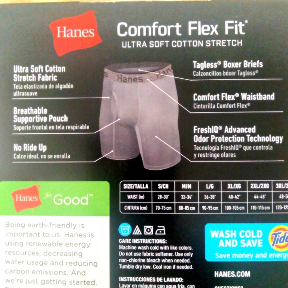 Hanes Comfort Flex Fit Long Leg Boxer Briefs Moisture-Wicking 3-Pack - Picture 4 of 6